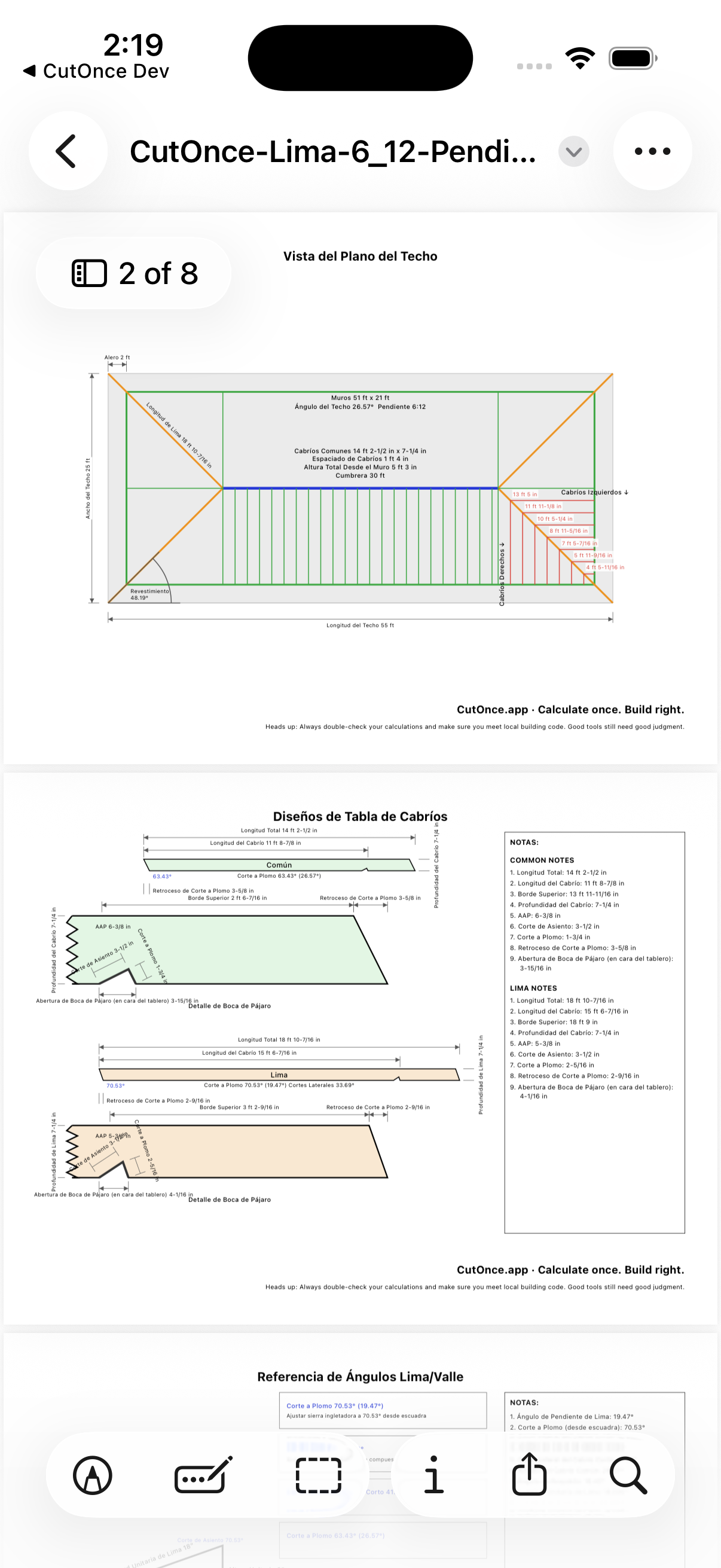 CutOnce rafter PDF export