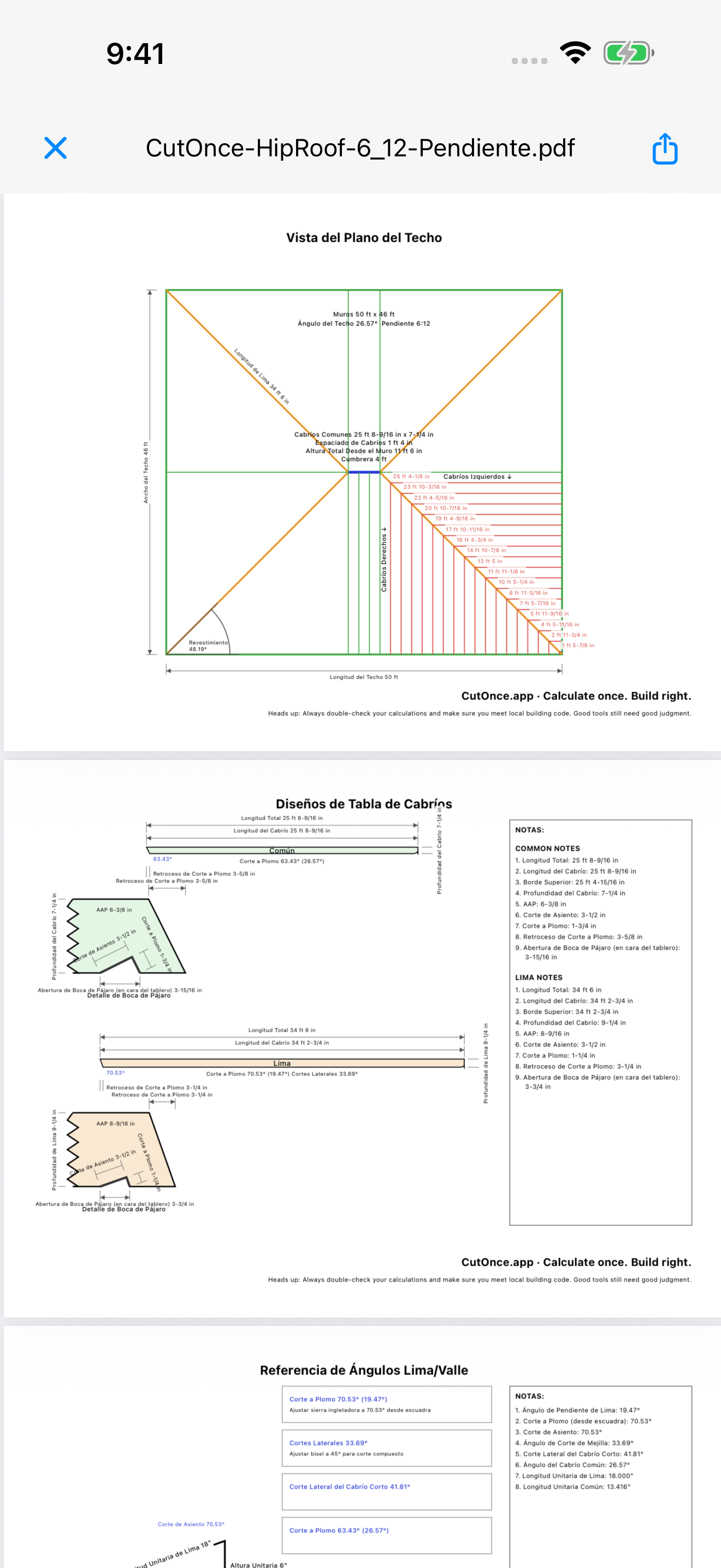 CutOnce rafter PDF export
