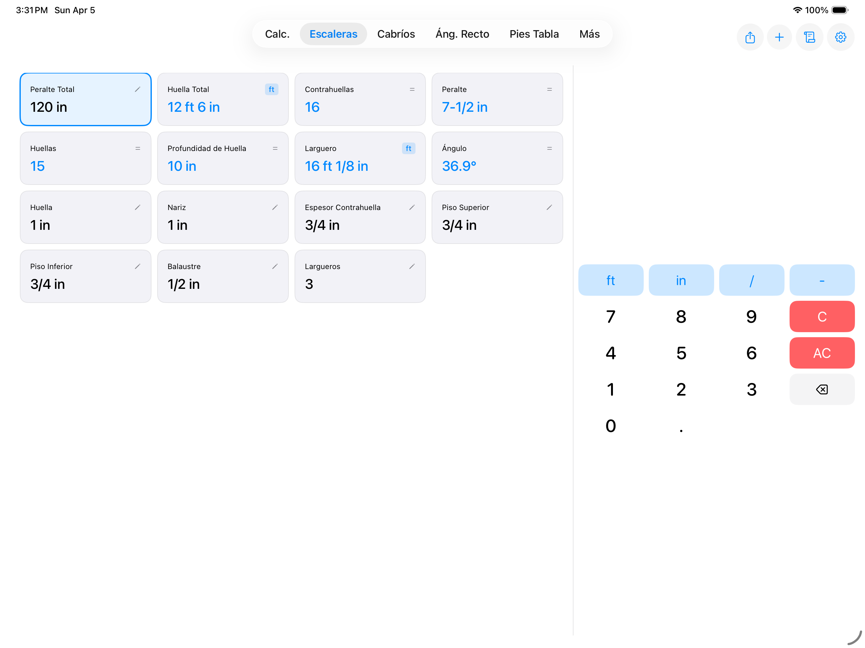 Diseño de escaleras · completo, con exportación PDF