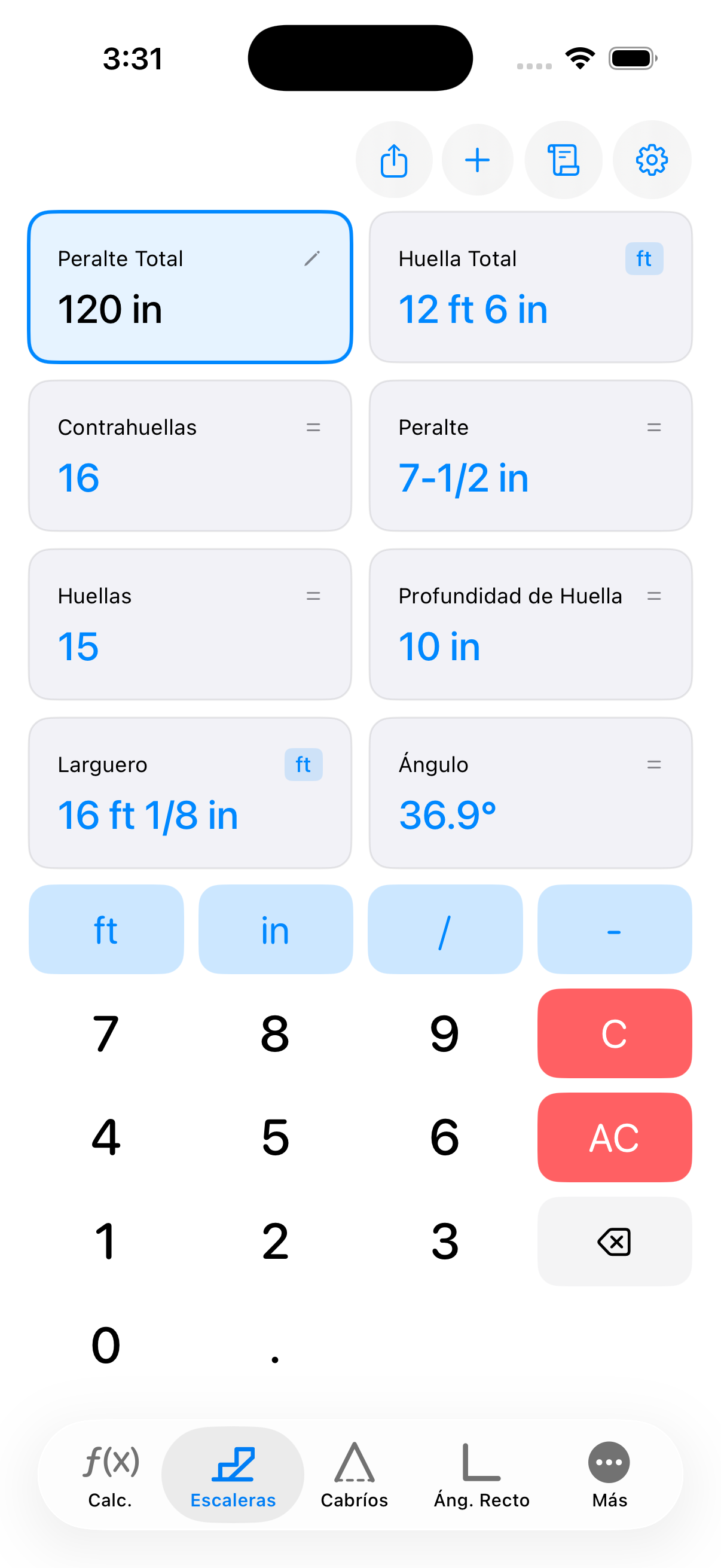 CutOnce stair calculator inputs