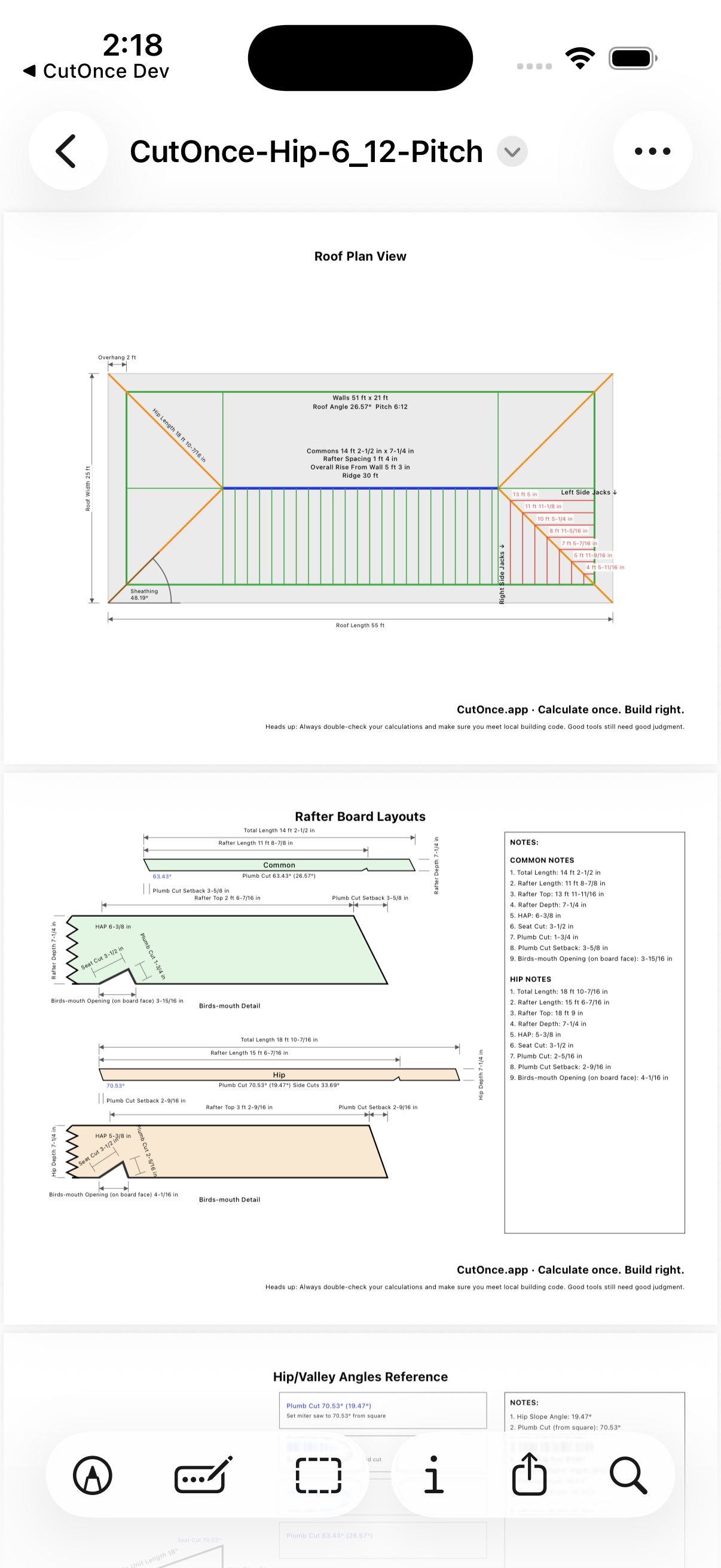CutOnce rafter PDF export