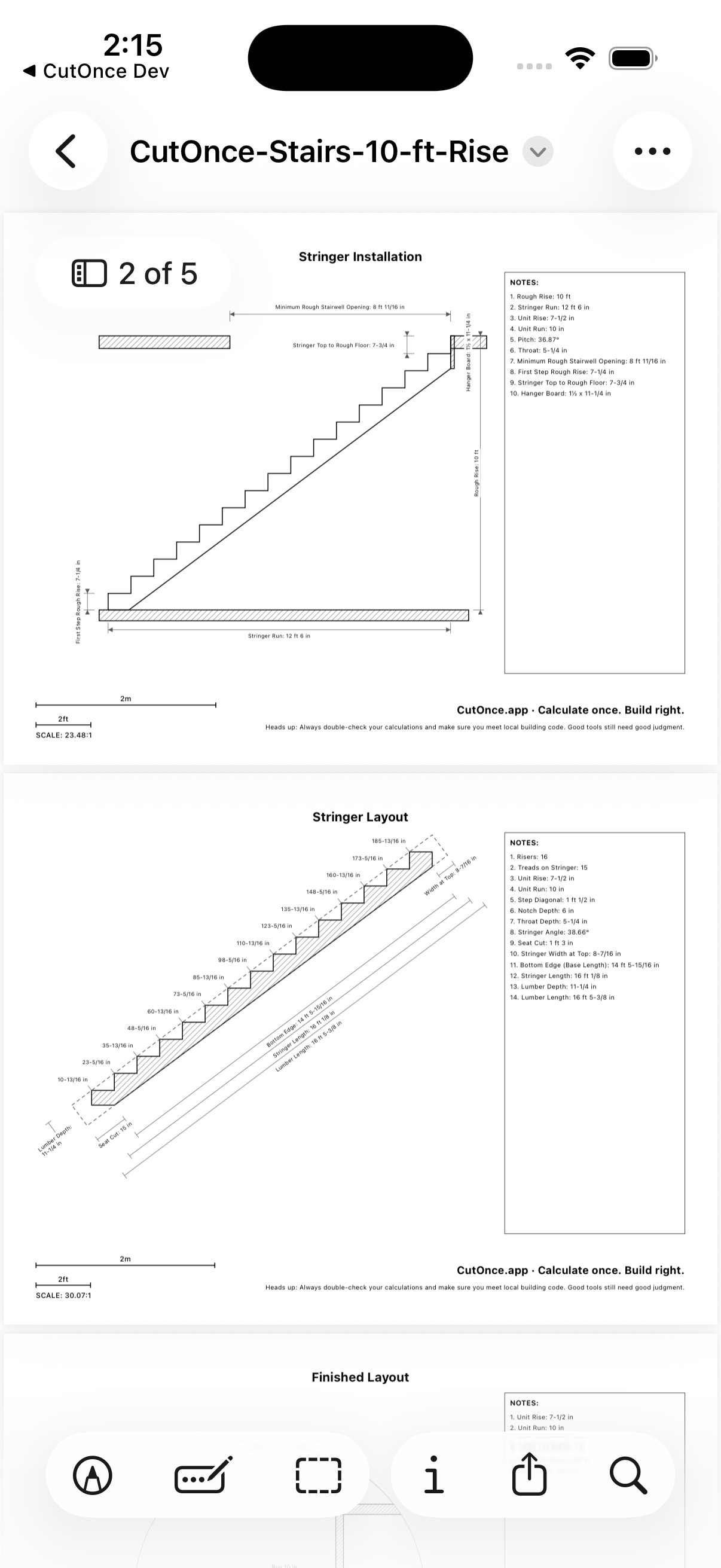 CutOnce stair PDF export