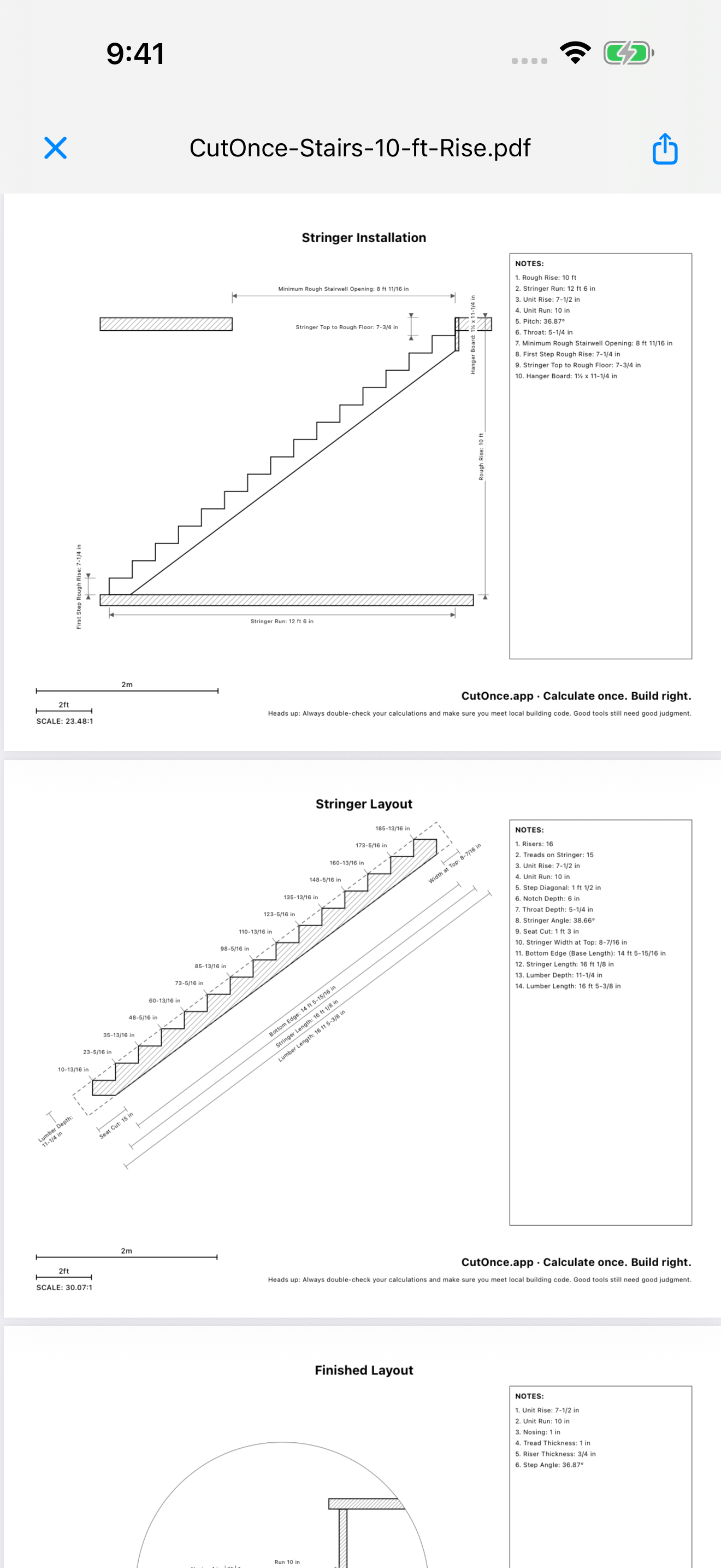 CutOnce stair PDF export